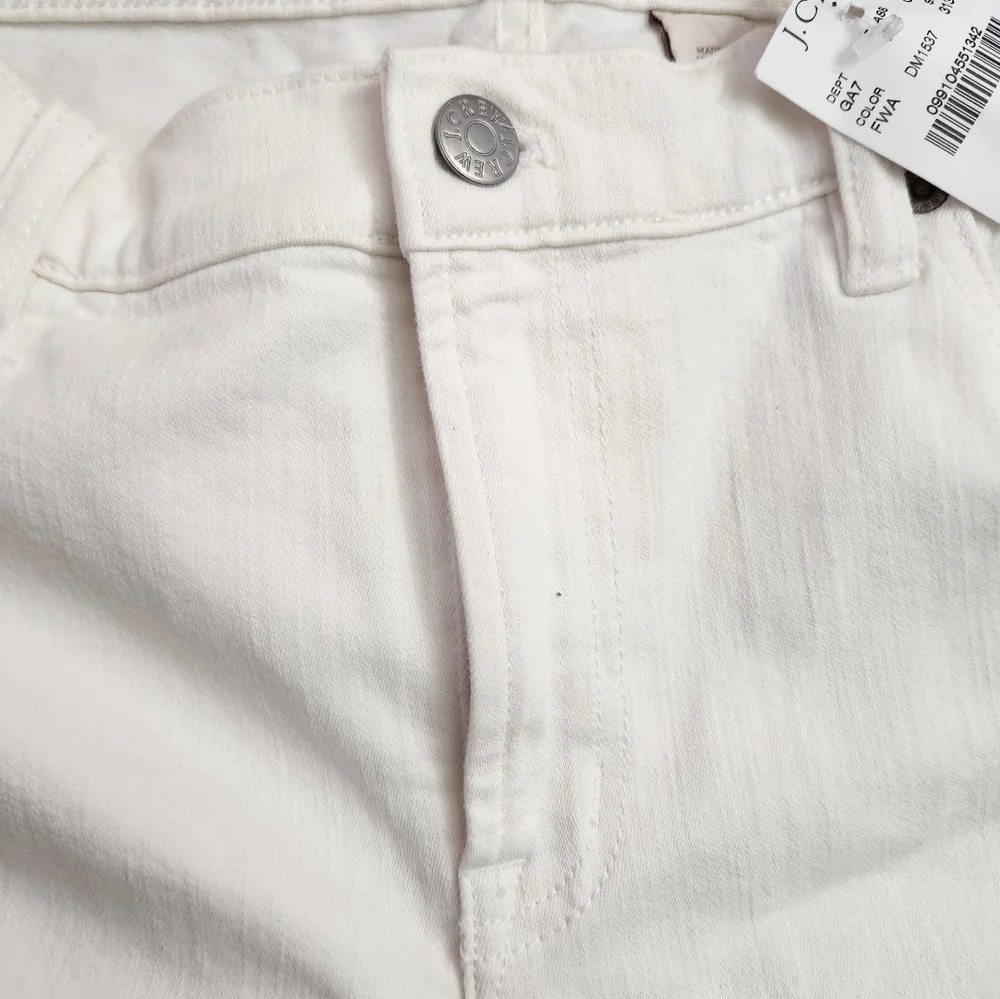 J. Crew Womens White Stretch Full-length Jeans Size 31 x 30 NWT 90% cotton